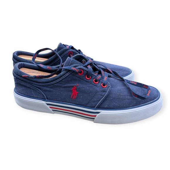 Polo Ralph Lauren Faxon Men's 9.5 D Training Shoes Blue Canvas Low Top Sneakers - Picture 3 of 9